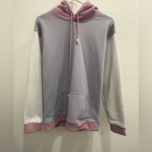Purple and white color block hoodie
